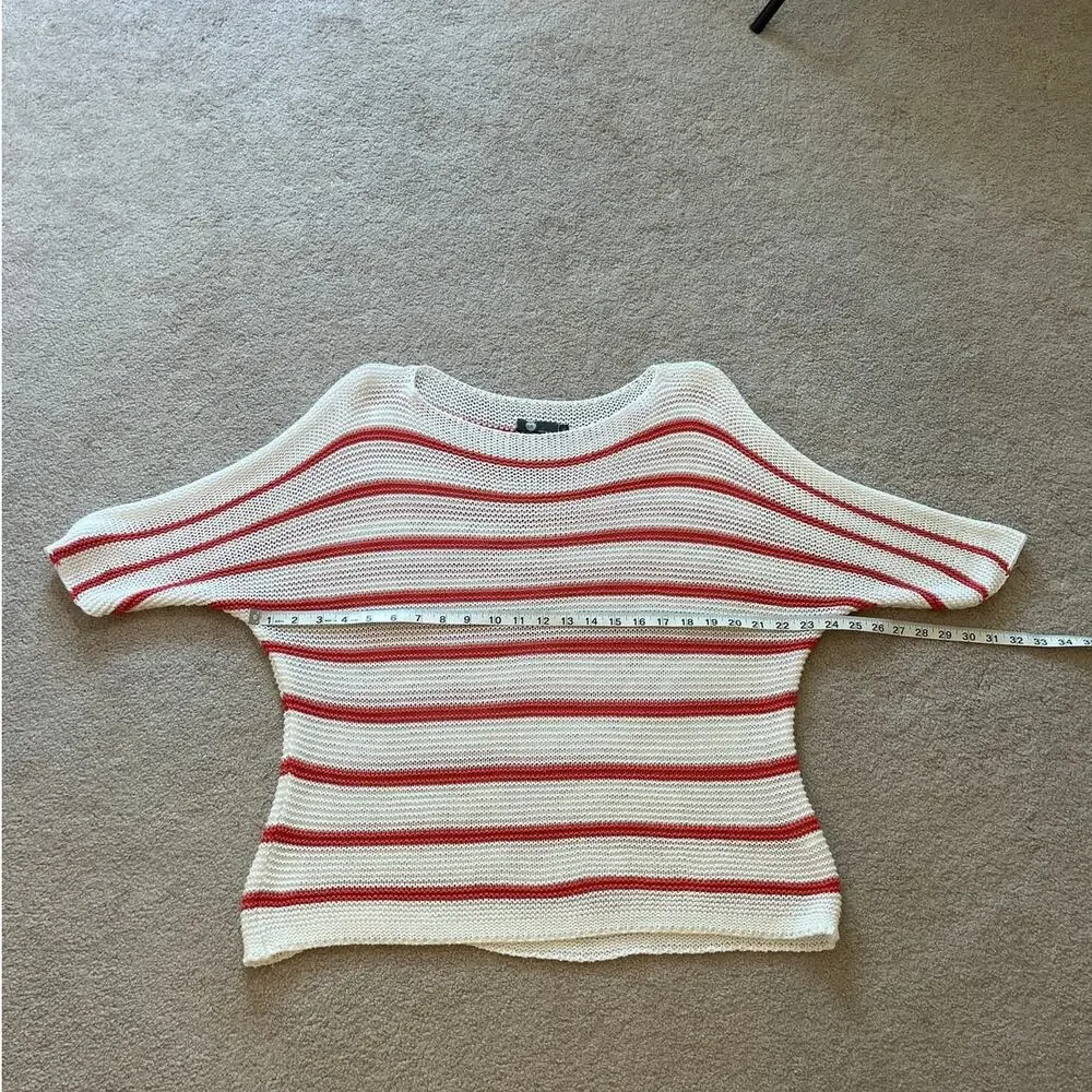 M Made in Italy Open Knit Striped Elbow Sleeve Lightweight Sweater Size XL Beach - Picture 5 of 6